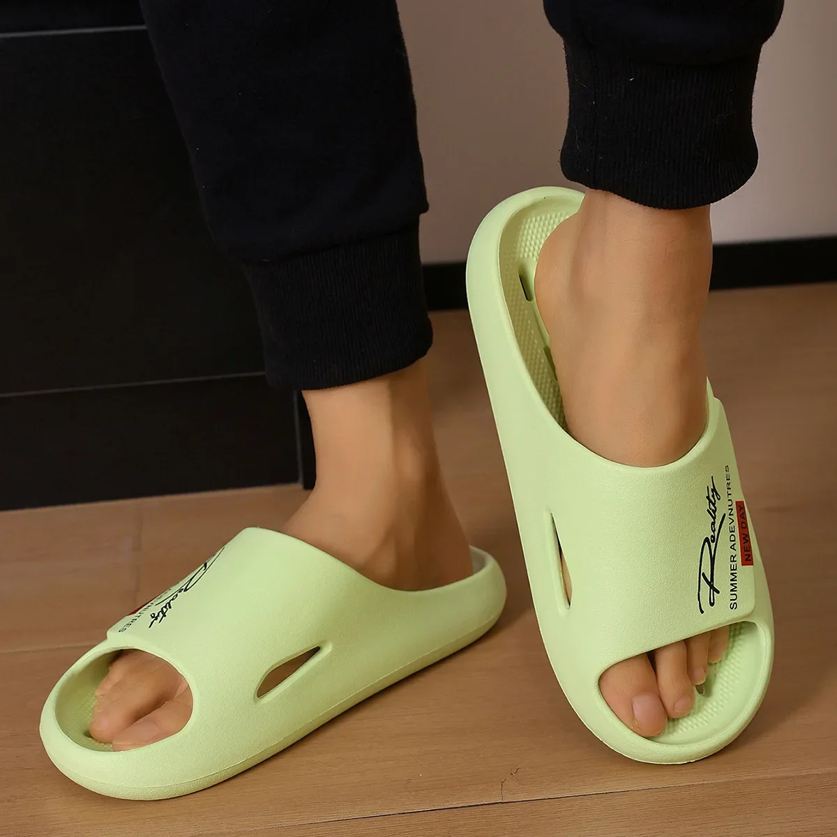 SHAJI Unisex Sommer Innovative Design EVA-Slides, Weiche Leichte Rutschfeste Freizeit-Hausschuhe für Innen- und Außenbereich – Detail 3