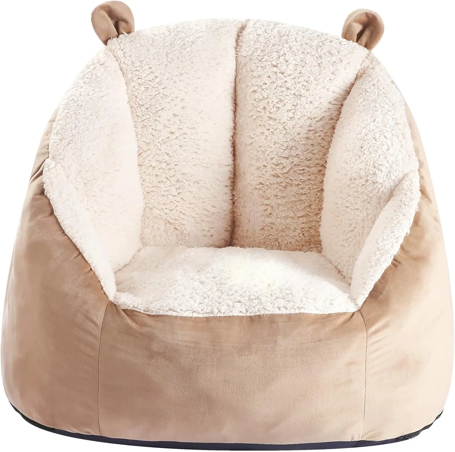 Cute Soft Bean Bag Chair for Kids with Fluffy Bear Ears, Cozee Fluffy Lazy Chair for Up to 10 Years Old Girls and Boys