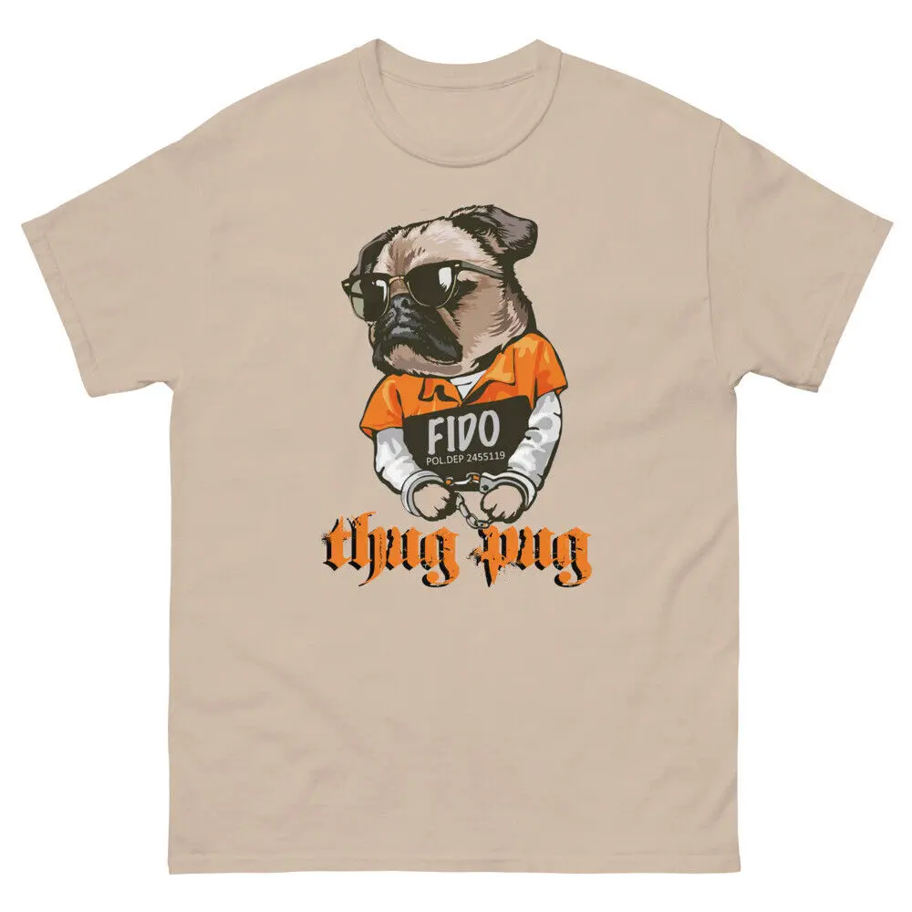 Супертяжелая футболка Thug Pug для мужчин и женщин, футболки с рисунком аниме, женская одежда, футболки высокого качества из 100% хлопка с коротким рукавом
