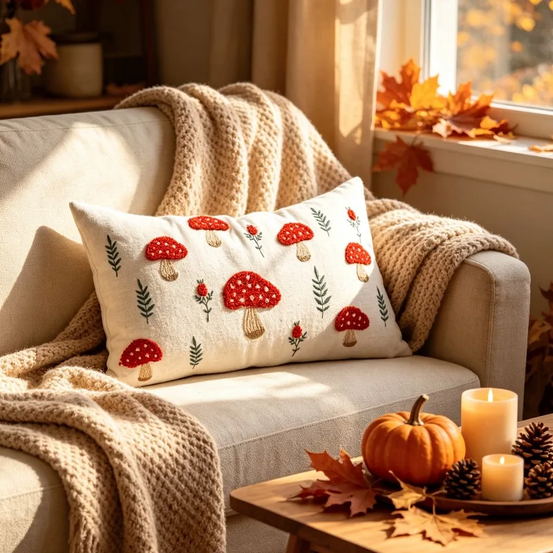 2 pieces sofa pillow cover, four seasons embroidered pillow cover, thick decorative pillow cover, dustproof cover