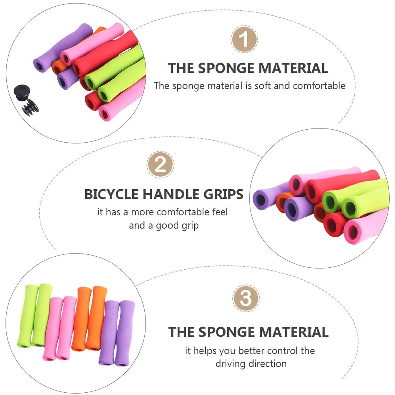 

4pcs Sponge Handle Grips Comfortable Bike Cover Size Shock Absorption Waterproof Dustproof Embossed Brilliant