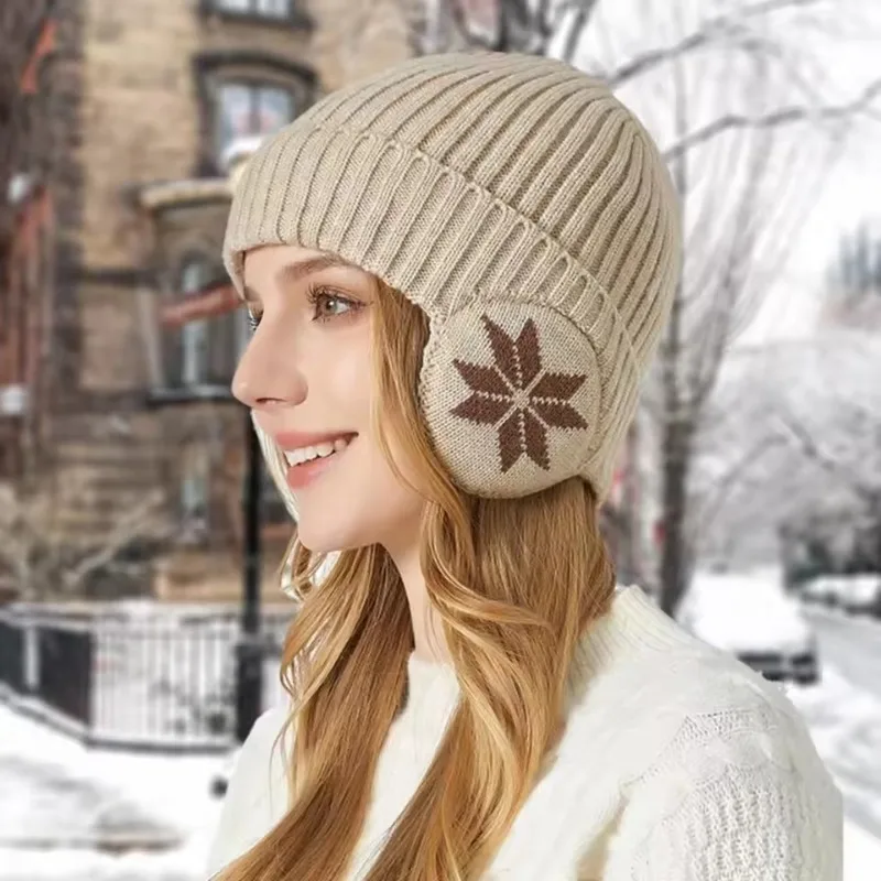 

Warm Knitted Earflap Hat Windproof Thickened Plush Hat Men Women Ear Protection Thermal Outdoor Motorcycle Cycling Ski Cap