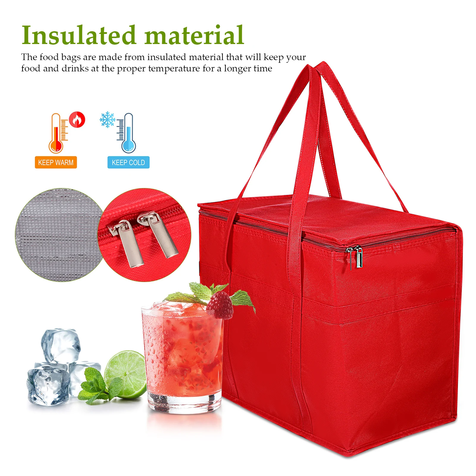

4pcs Insulated Bags Large Capacity Thermal Tote Cooler Reusable Grocery Shopping Foldable Food Carrier Lunch Bag