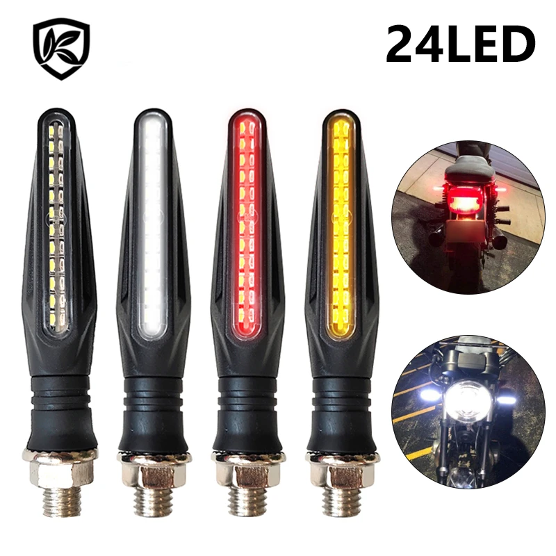 24LED Motorcycle Turn Signals Light High Bright 335SMD Motorcycle Flasher IP68 Bendable Running Light DRL Stop Signal Indicator