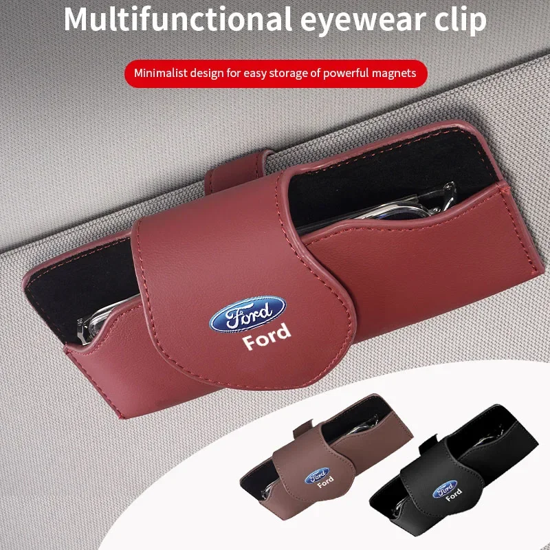 Caja de almacenamiento de gafas de sol para coche, visera para Ford ST Line Focus Mustang Fiesta Puma Ranger Kuga MK7 MAX F150 Mondeo Explorer c-max