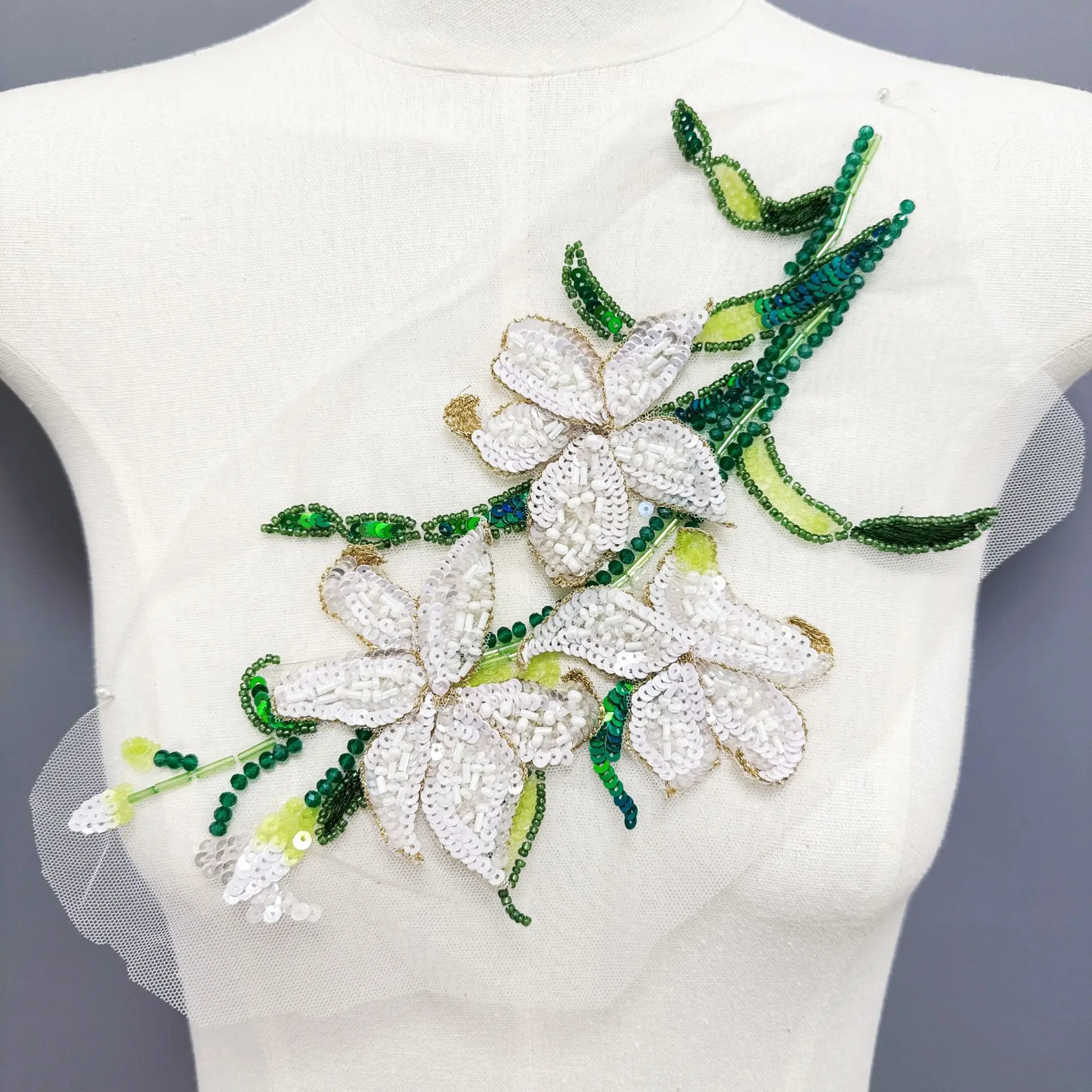 

3D India Wire Embroidery flower Applique Patch with Pearl Rhineston,sewing Embellishment for Clothing,Shoes, Bags sew on patches
