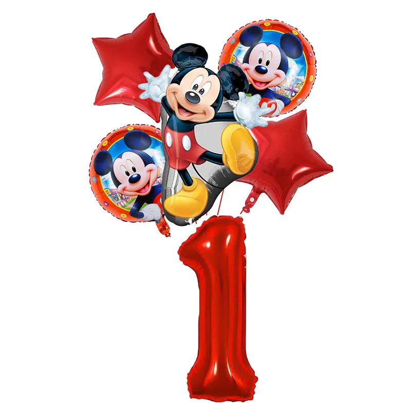 Suprimentos para festa de aniversário do mickey mouse, talheres descartáveis, prato de papel, balão de presente para crianças, decorações de festa de chá de bebê