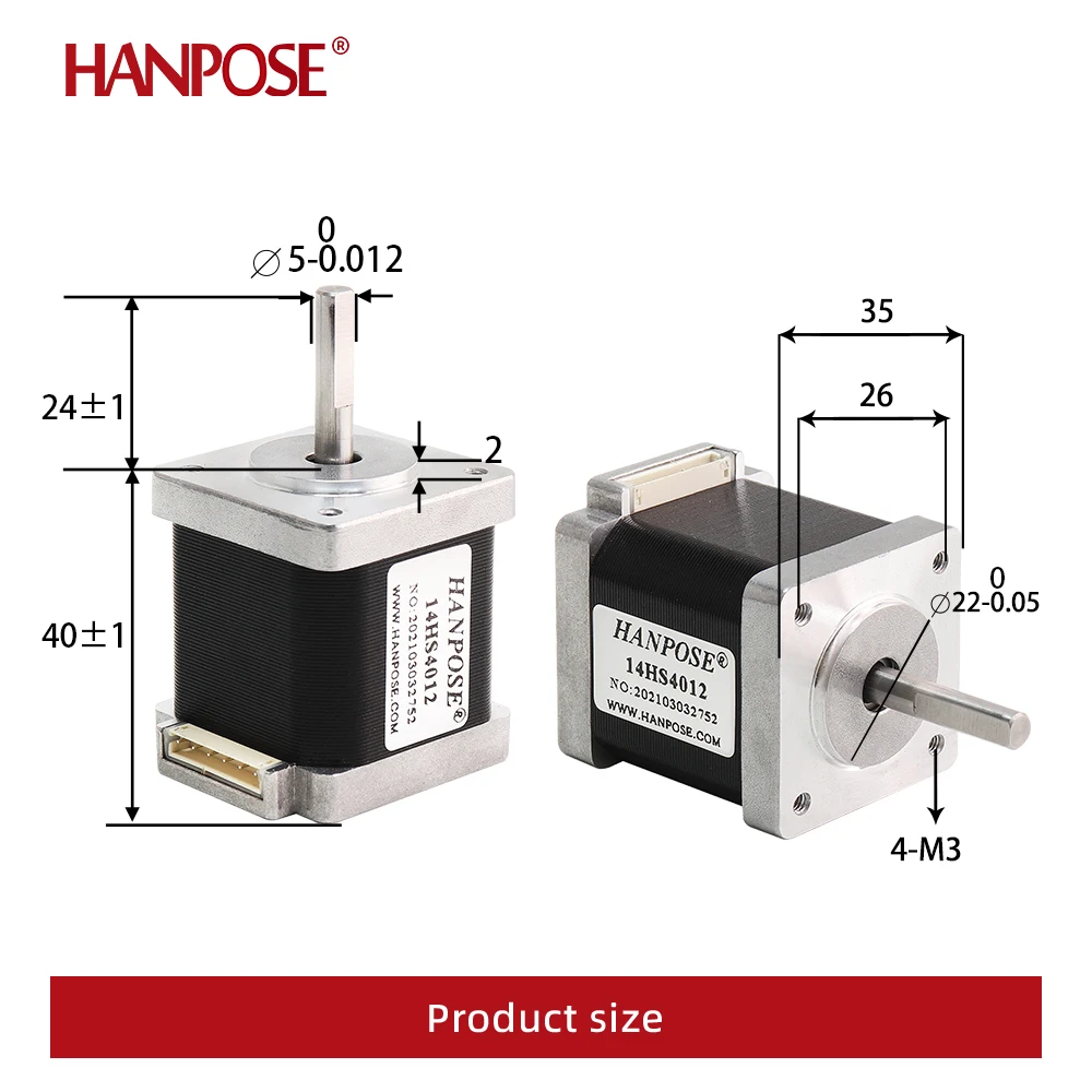 2 Phase 4 Leads Nema 14 Stepper Motor H40mm 1.2A 0.22N.m 14HS40121.8 Degree For 3D Printer CNC Parts 35 Step Motor