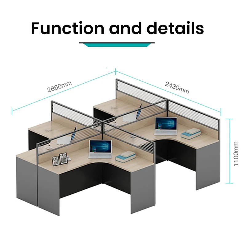 Cubical Modular Modern Staff Desk Furniture Office Workstation Tables 3 Seater Office Desk