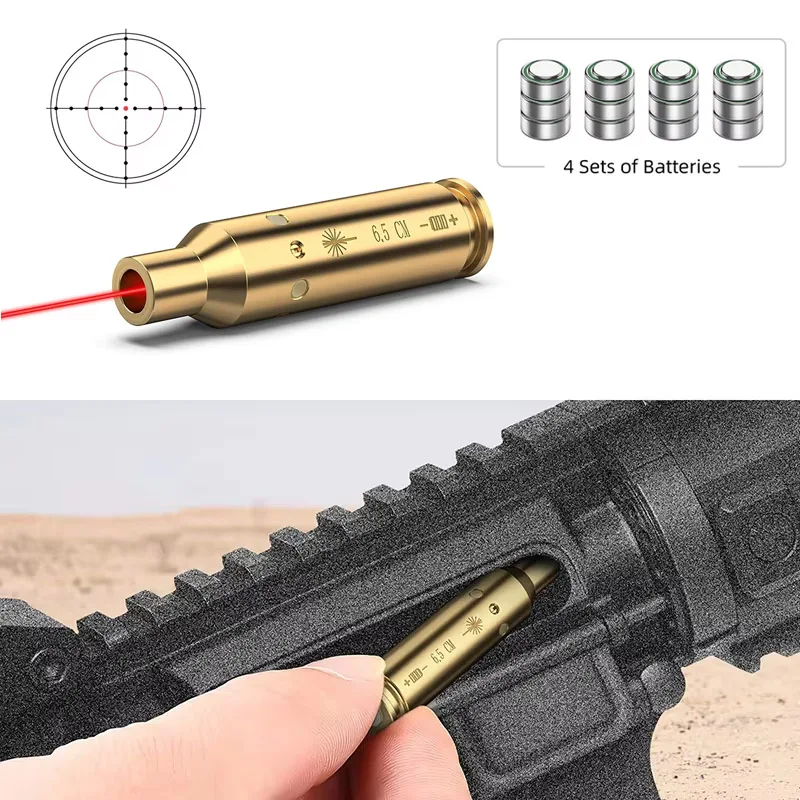 

Cartridge Bore Sighter Red Laser 6.5CM 6.5Grendel Laser Bore Sight with 12 Batteries Outdoor Sport Tactical Training Boresighter