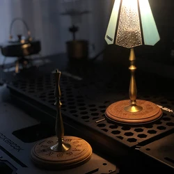 Outdoor Camping Desktop Lamp Holder, Pure Copper, Solid Wood Combination Lamp Holder, Equipped with 1/4 Connecting Screw