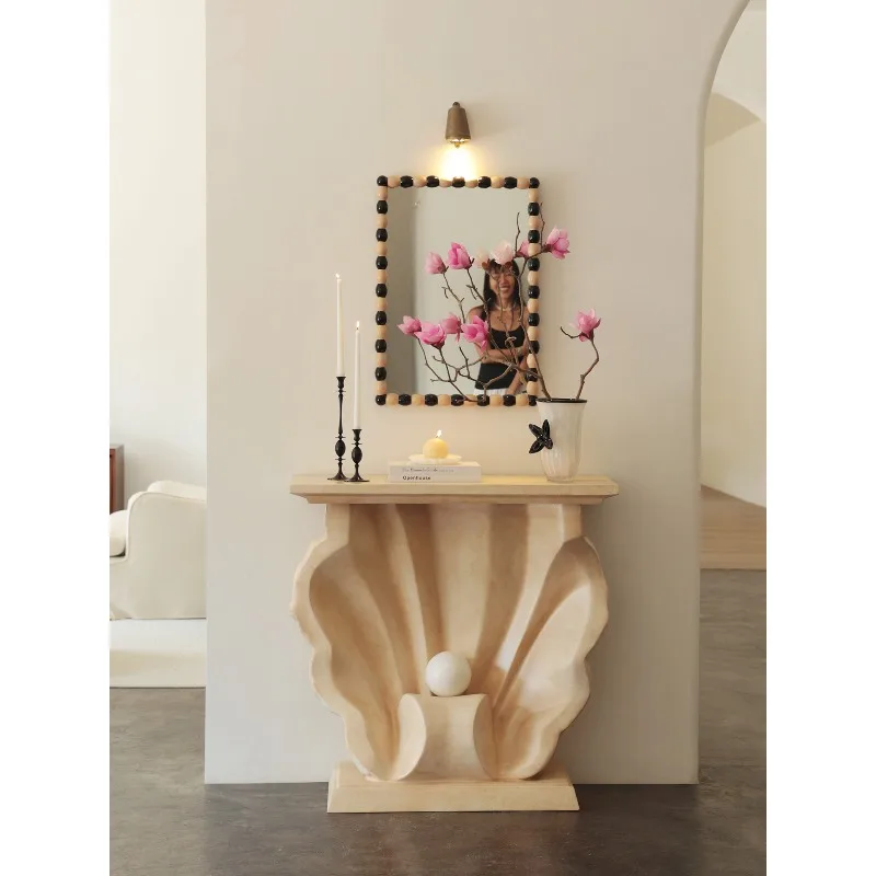 

Mustard seed French fiberglass shell porch table entrance aisle narrow wall decorative cabinet case desk designer