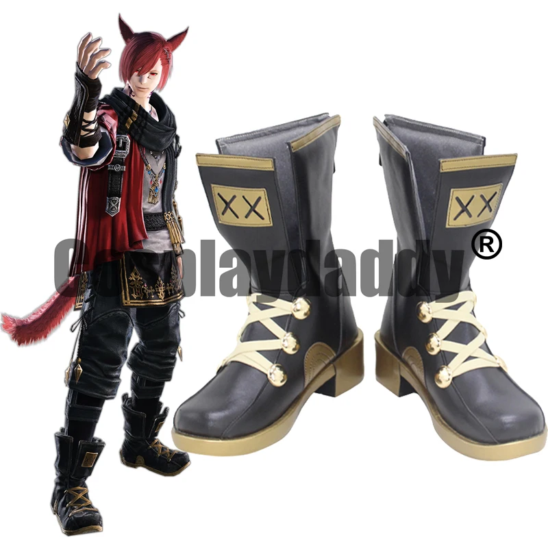 

Final Fantasy XIV: Endwalker Miqo'te Seekers of the Sun G'raha Tia Raha Cosplay Shoes Mid Calf Boots X002