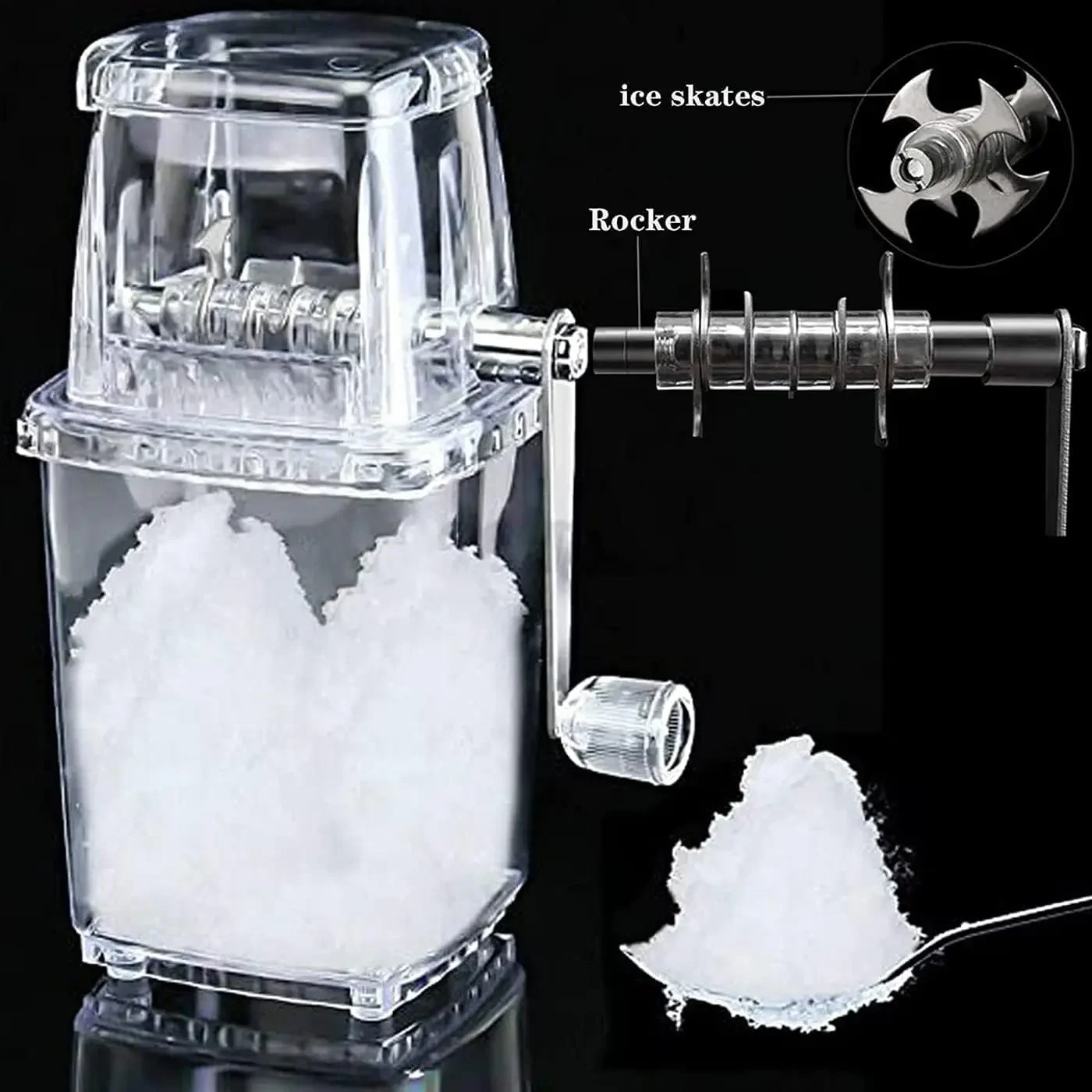 1-3PCS  Home Manual Ice Crusher Transparent Multi-Purpose Hand Shaved Ice Machine DIY Ice Crusher Machine A Glacon Ice Crusher