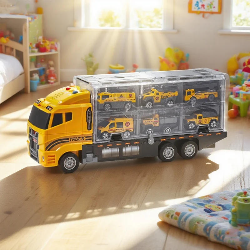 مجموعة ألعاب سيارات شاحنة مكافحة الحرائق للأطفال الأولاد مع 6 مركبات مصنوعة من خليط معدني للأطفال، مناسبة كهدية عيد ميلاد للأطفال