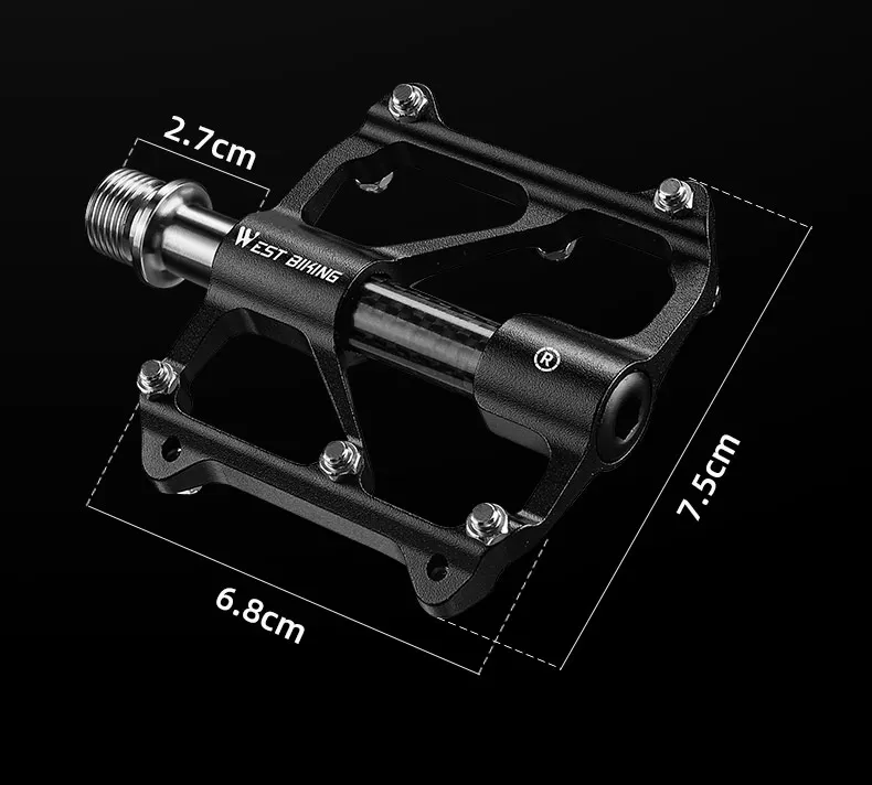 WEST BIKING Carbonfaser-Pedal Rennrad-Pedal 3-Lager Titanlegierung Achspedal MTB Fahrradpedal Fahrradzubehör – Detail 4