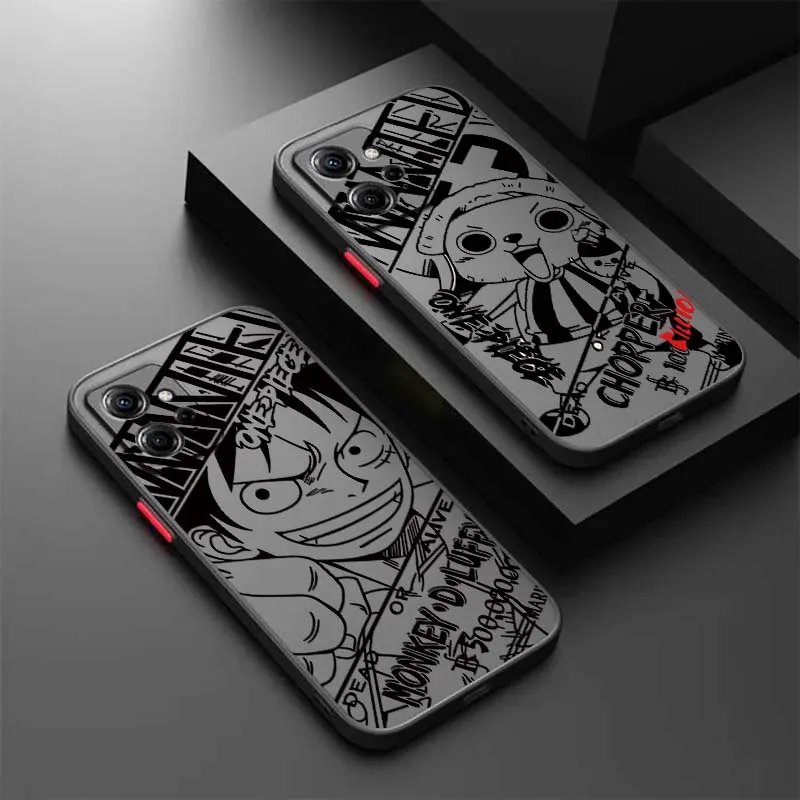 

One Piece Black Line Illustration For Xiaomi Redmi Note 14 13 12 12S 11 12T 11S 11E 11T 10 9 8 Pro Plus Frosted Translucent Case