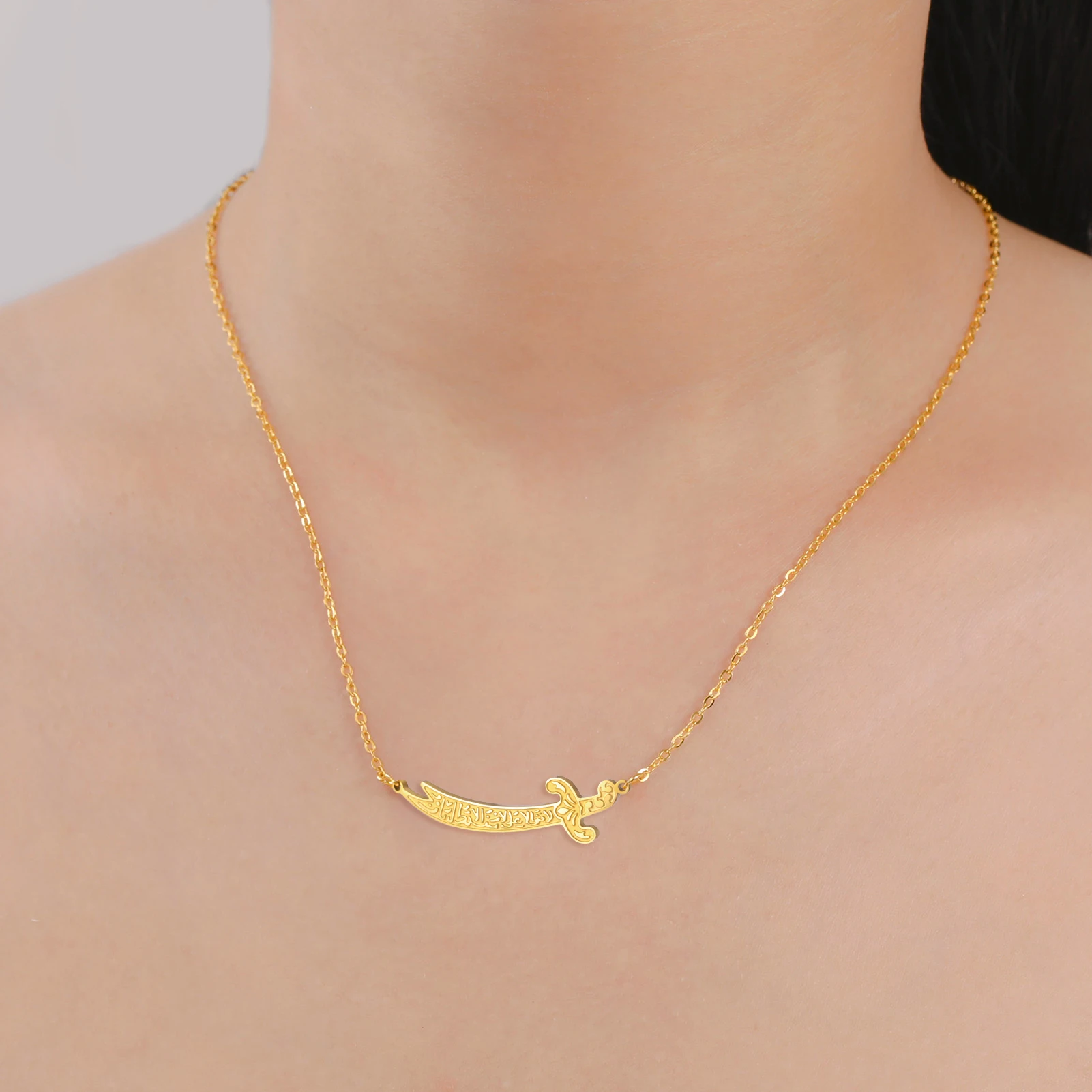 

Kkjoy Islamic Sword Pendant Stainless Steel Muslim Necklaces Religious Jewelry Gift Men Women