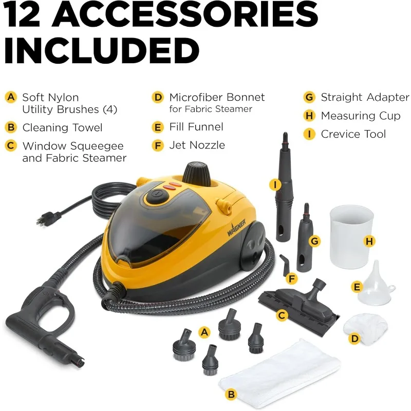 Multi-Purpose Steam Cleaner, 12 Accessories Included, Power Steamer for cleaning, Color May Vary