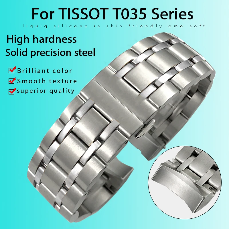 22mm 23mm 24mm Curved End Stainless Steel Watchband for Tissot 1853 Couturier T035 T035410 T035627 Metal Watch Strap Bracelet