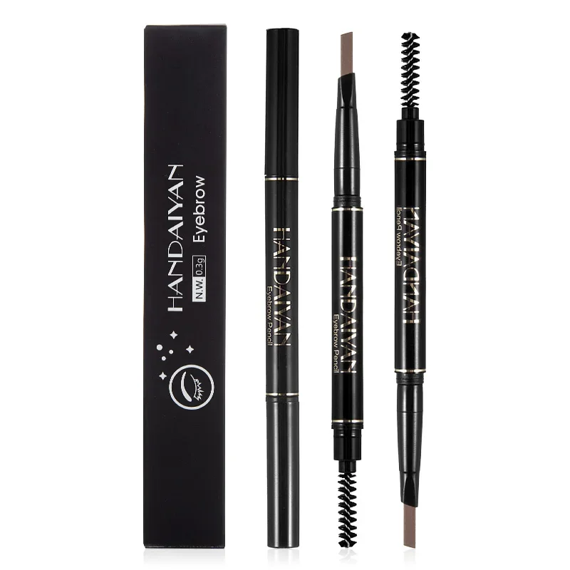 HANDAIYAN 5 สีดินสอเขียนคิ้วอัตโนมัติหมุน Double HEAD LongLasting ธรรมชาติกันน้ําสามเหลี่ยม Eyebrow ปากกาแต่งหน้าความงาม