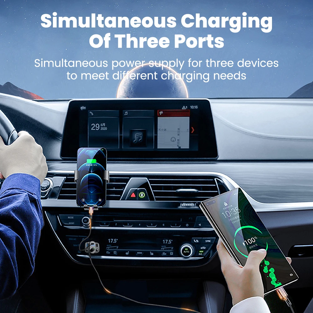 Olaf Car Bluetooth 5.0 MP3 player FM Transmitter Handsfree U Disk Play Dual USB Type C Car Charger Quick Charge Adapter For Car
