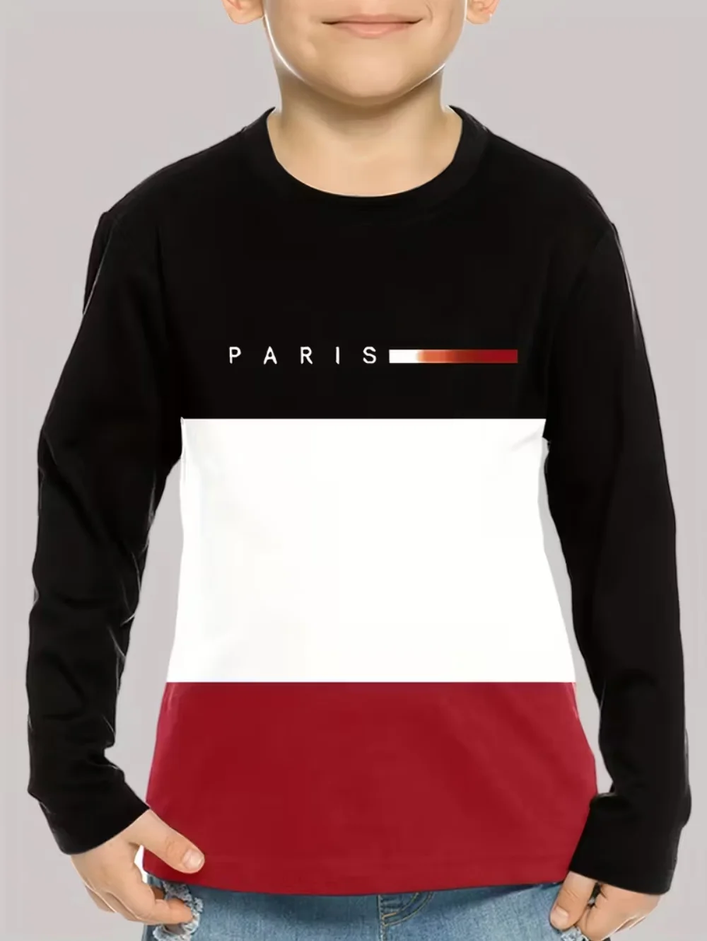 الخريف الكلاسيكية Boyst-قميص في الهواء الطلق جولة الرقبة طويلة الأكمام أعلى شريط ثلاثية الأبعاد طباعة الشارع فضفاض تي شيرت الراحة ملابس الأطفال #2