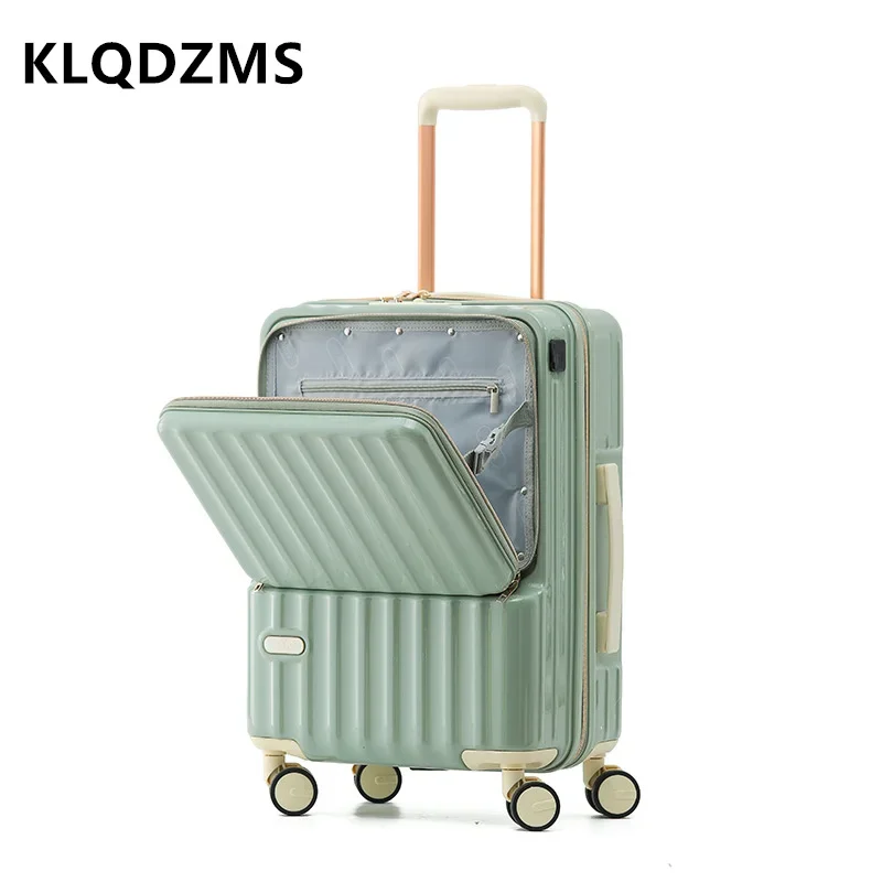 Imagem -03 - Klqdzms-pc Mala com Abertura Frontal Embarque para Laptop 20 24 Ucb Carregamento Trolley Case Carrinho Estilo Travel Bolsa Bagagem de Cabine