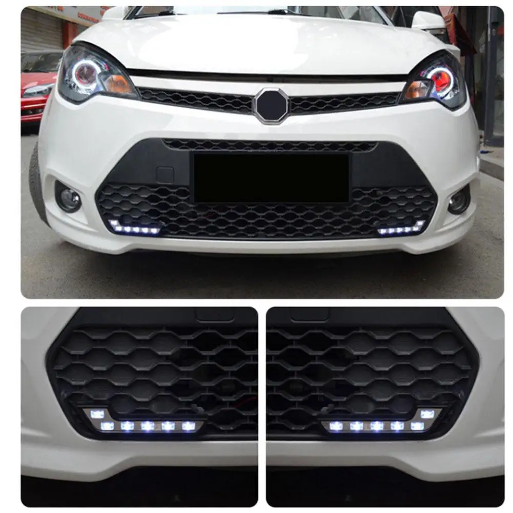 1 set Universal LED Car Daytime Running Light 6LED 12V L-shaped DRL White Light 660LM Waterproof Driving Fog Lights Accessories view 2