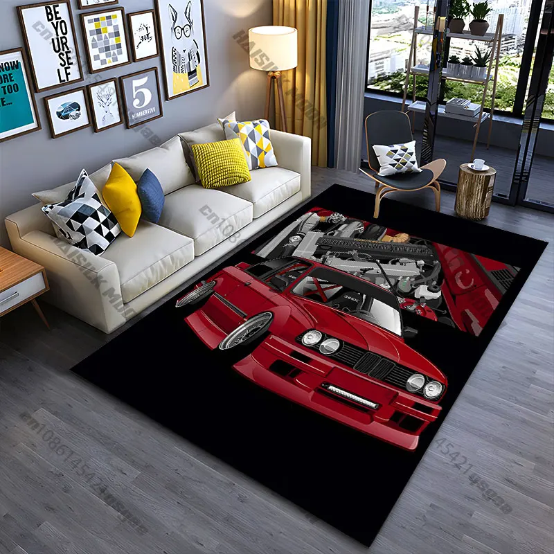 Red modified car engine carpet Yoga living room room decor children's crawling mat doormat area rug games mat