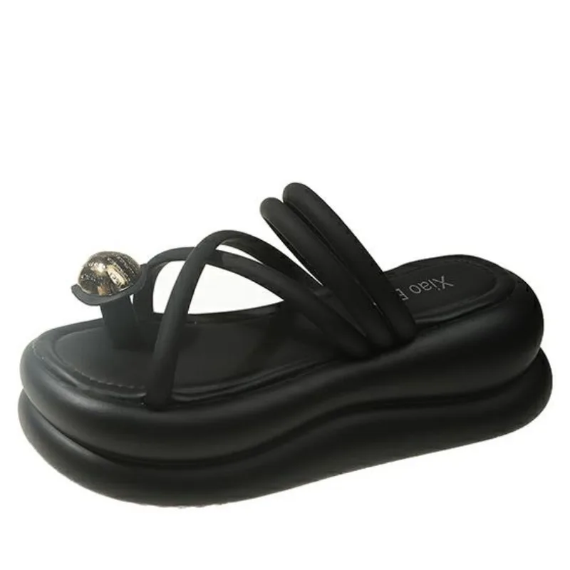 

7 см модные повседневные пляжные тапочки на танкетке для женщин летние сандалии на платформе женские удобные женские шлепанцы с открытым носком