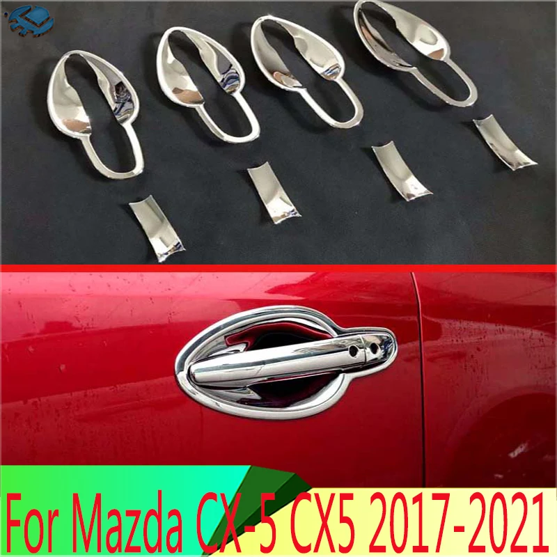 

For Mazda CX-5 CX5 2017-2021 ABS Chrome Door Handle Bowl Cover Cup Cavity Trim Insert Catch Molding Garnish