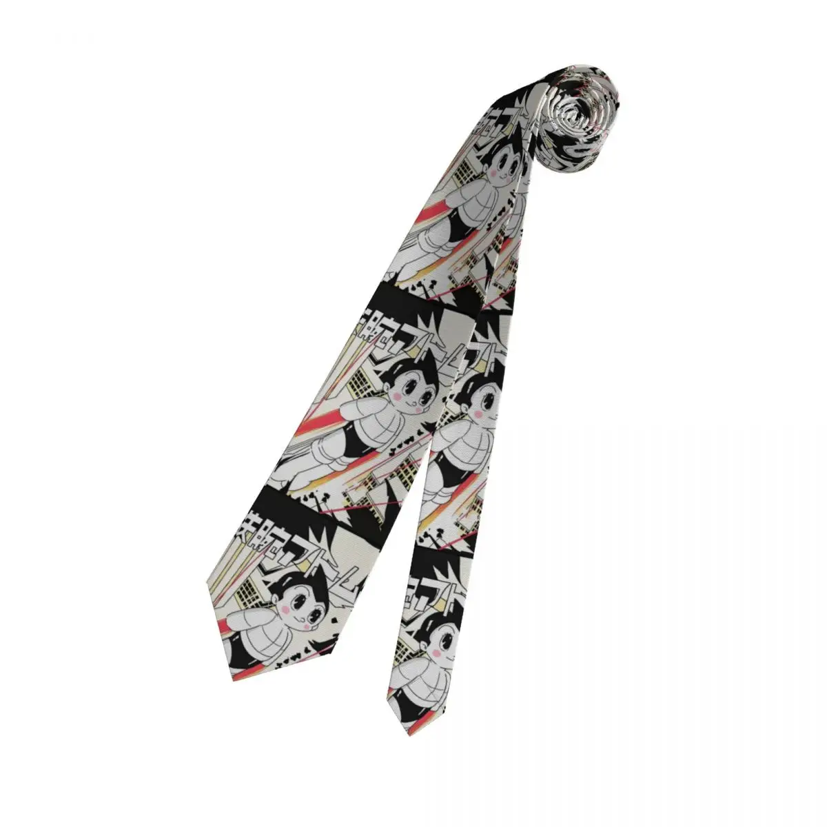 Aangepaste Anime A-Astroed Boy Robot Cartoon Ties Klassieke zijden stropdas voor heren voor op kantoor