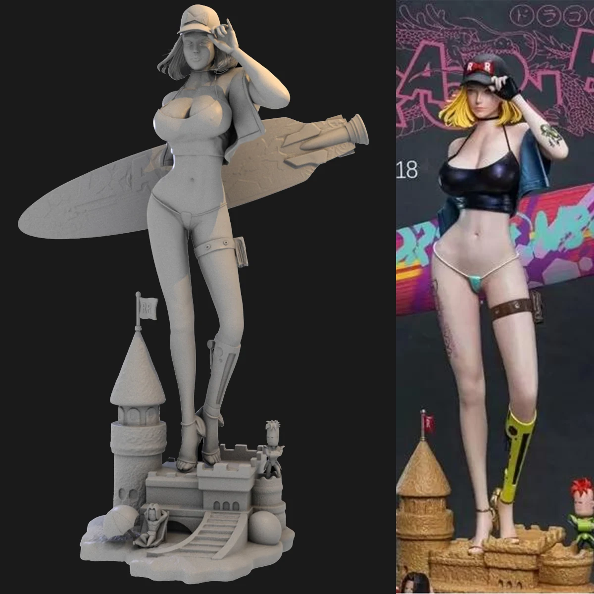 

1/24 Scale Die-cast Resin Figure Model Assembly Kit Beach Girl Character Model Needs To Be Assembled and Unpainted