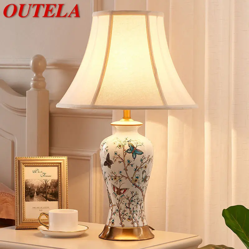 

OUTELA Modern Ceramic Table Lights LED Simple Creative Luxury Bedside Desk Lamp For Home Living Room Study Bedroom