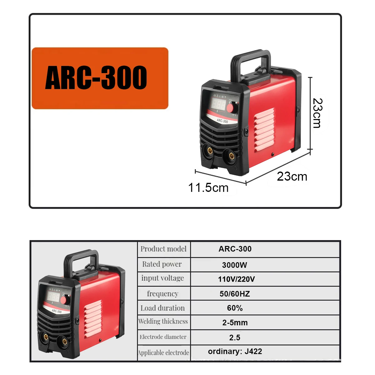 Saldatrice a bastone 300A, saldatrice a doppia tensione ad alta frequenza 110v/220v/saldatrice ad arco saldatrice a Display digitale a LED