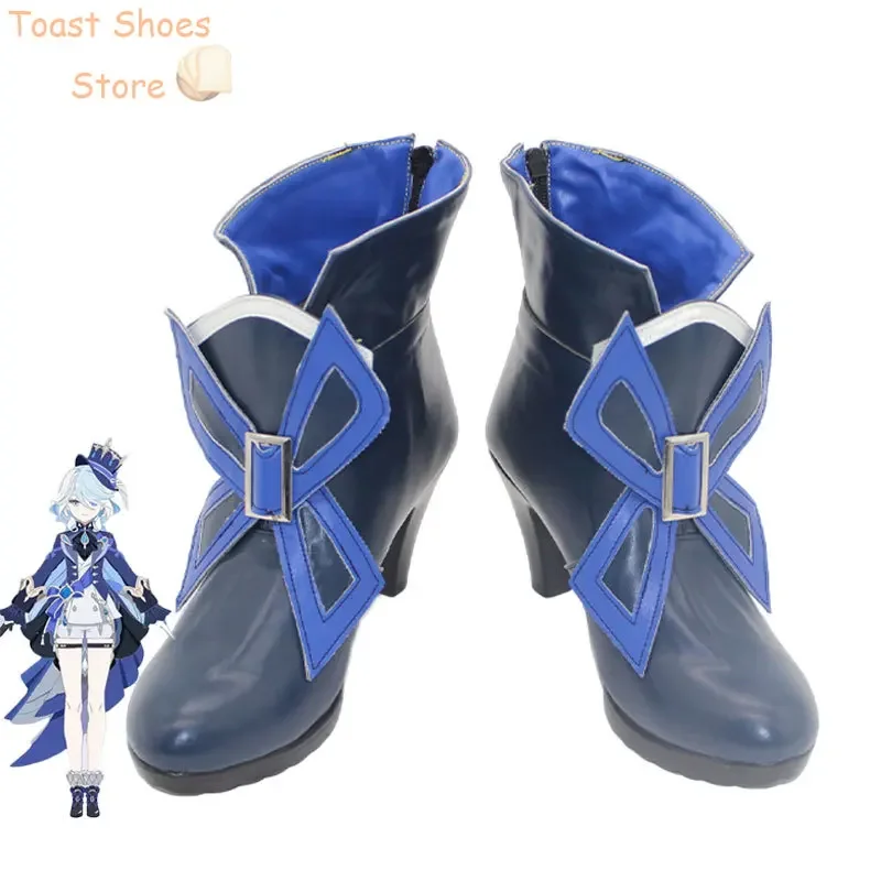 Focalors GenshinImpact Cosplay Prop Chaussures en cuir PU, Bottes d'Halloween et de carnaval, Accessoire de costume