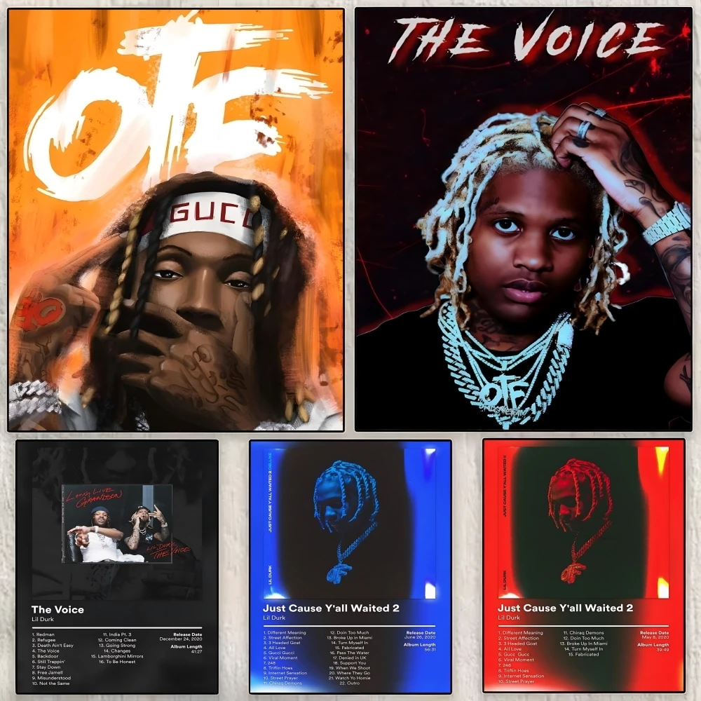 Rap Singer L-Lil Durk Painting Calligraphy Cotton Canvas Wall Art Poster - Aesthetic Painting for Living Room Bedroom Home Decor