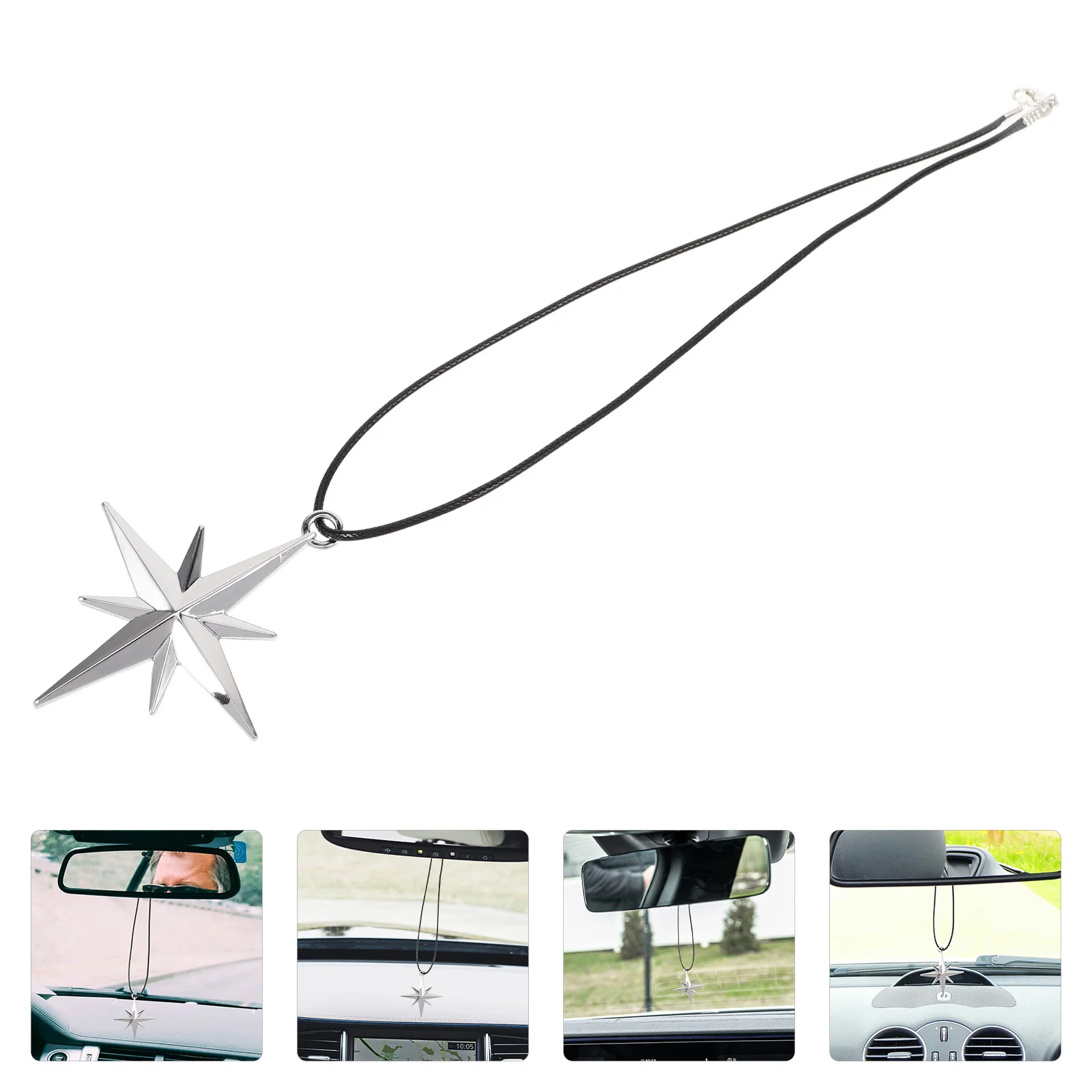 

Car Compass Star Ornament Zinc Alloy Hanging Accessory Stylish Interior Decor Easy Installation No View Obstruction