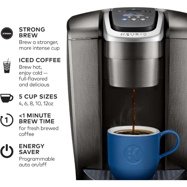 Keurig K-Elite Single-Serve K-Cup Pod Coffee Maker, Brushed Slate, 12 oz. Brew Size