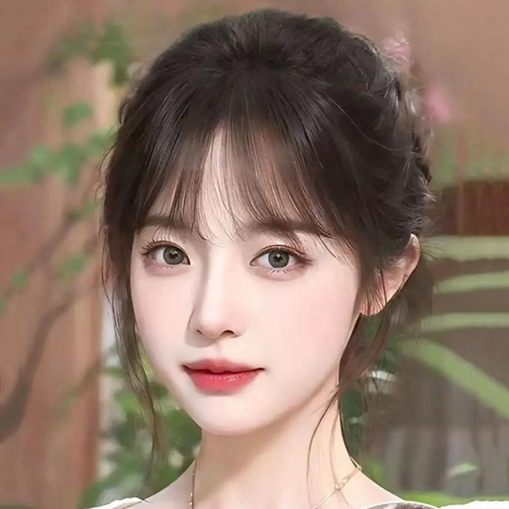 Women 3D Bangs Natural Wispy French Bangs Forehead Hair Extensions Black Brown Bangs Fringe Wig Hairpieces Women Wig