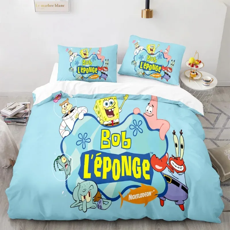 Anime Cute Spongebobs Bedding Sets 3D Printed Duvet Cover Set Quilt Duvet Cover Pillowcase Bed Set Full Queen King Size