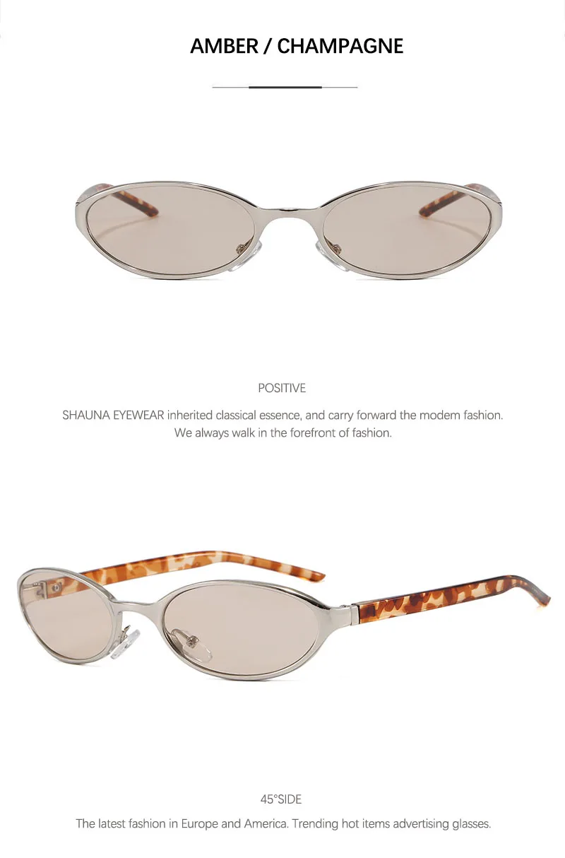 SHAUNA Neue kleine ovale Champagner-Sonnenbrille aus Metall, UV400 – Detail 8