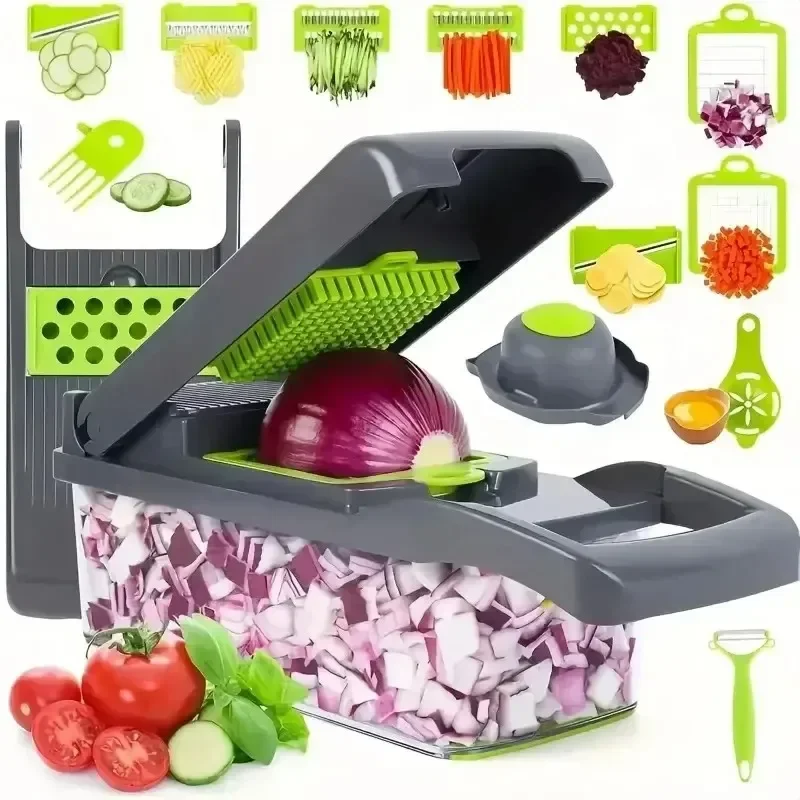 14/16 in 1 Multifunctional Vegetable Chopper Handle Food Grate Food Chopper Vegetable Slicer Dicer Cut Kitchen Items