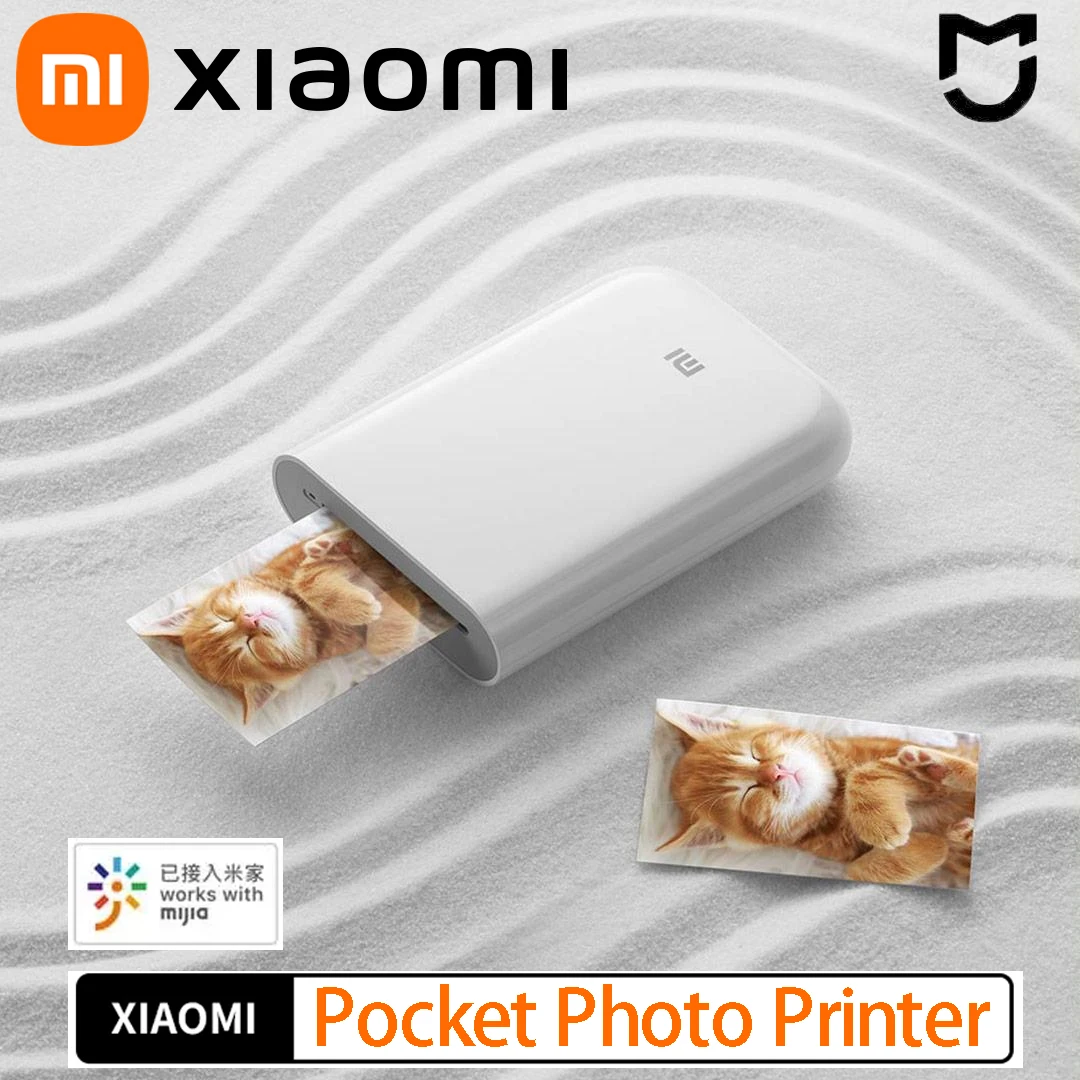 

Original Portable Mini Xiaomi mi Pocket Photo Printer Wireless Bluetooth Thermal Print AR Video Mijia ZINK Self-adhesive Color