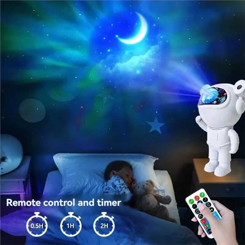 BMBY-Moon Lamp Nebulosa Galaxy Efeitos LED Star Light Projetor Astronauta Lâmpada de projeção infantil