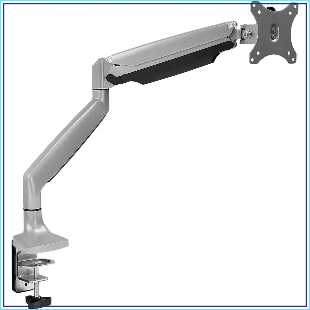 

Gas Spring Single Monitor Arm Desk Mount, Height Adjustable, for 13-32" Screens up to 20 lbs, VESA 75/100, C-Clamp & Grommet