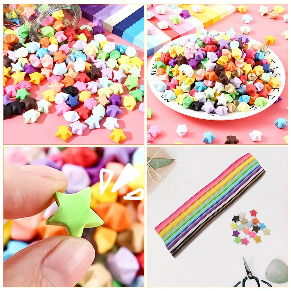

2160Pcs Star Making Paper Strips Colorful Pentagram Origami Paper DIY Craft Supplies for Home School Decoration