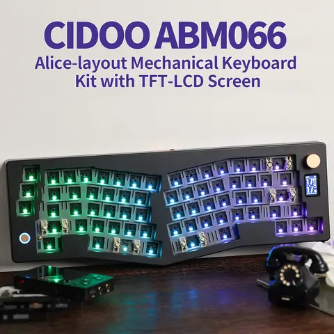 CIDOO ABM066 베어본 키트 Alice 레이아웃 VIA 프로그래밍 가능 핫 스왑 가능 Bluetooth/2.4Ghz/ Win/Mac용 Type-C 연결성