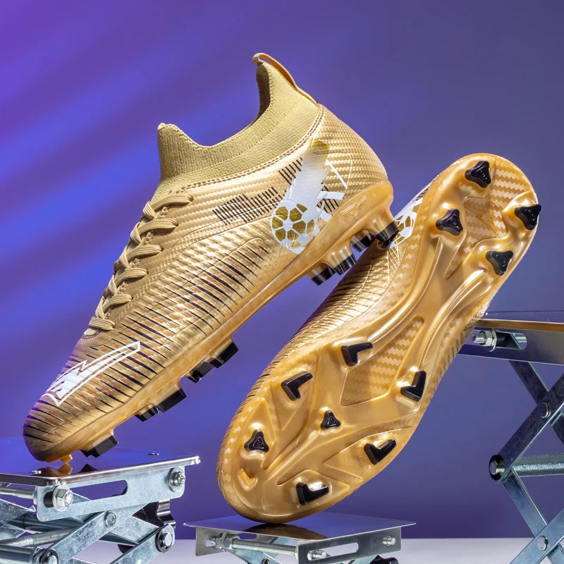 

Men Women Soccer Shoes Grass TF/FG Breathable Football Cleats Non-Slip Futsal Sneakers Outdoor Ultralight Ankle Soccer Boots